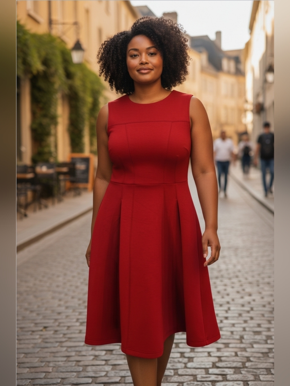 Anthropologie Sleeveless Red Fit-and-Flare Midi Dress